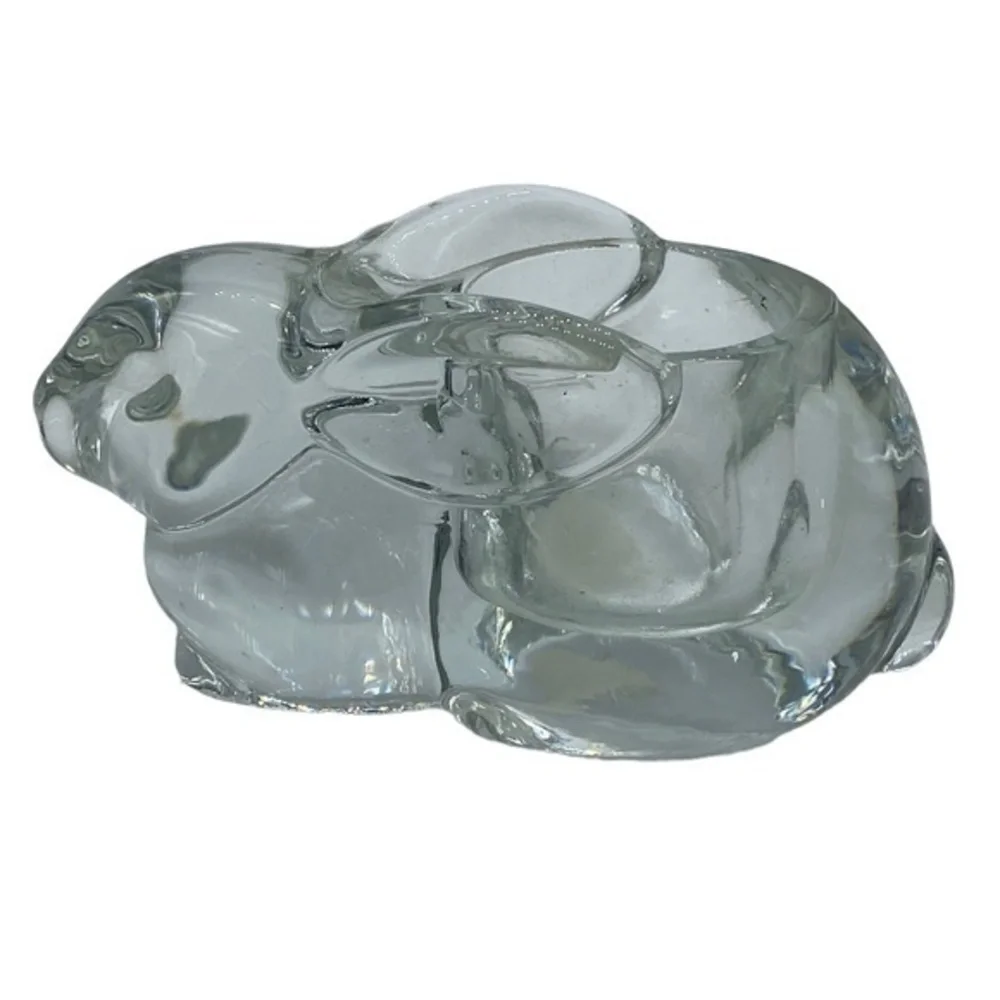 Indiana Glass Crystal Rabbit Votive Handle Holder Clear